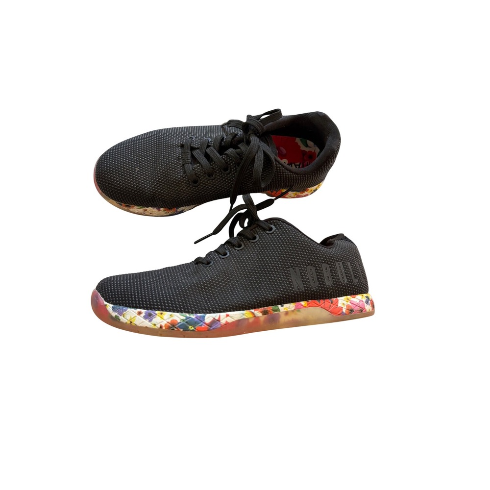NOBULL Black Wildflower SuperFabric Trainer Shoes Womens 8.5 Floral